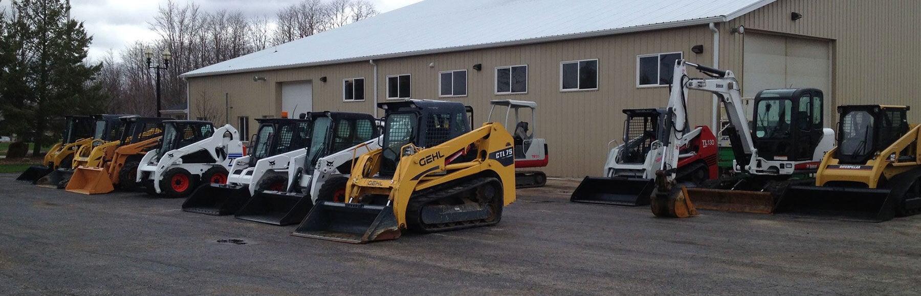 10 various brands of skid steers and mini excavator